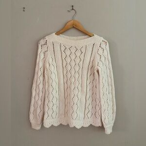 LOFT white crochet sweater